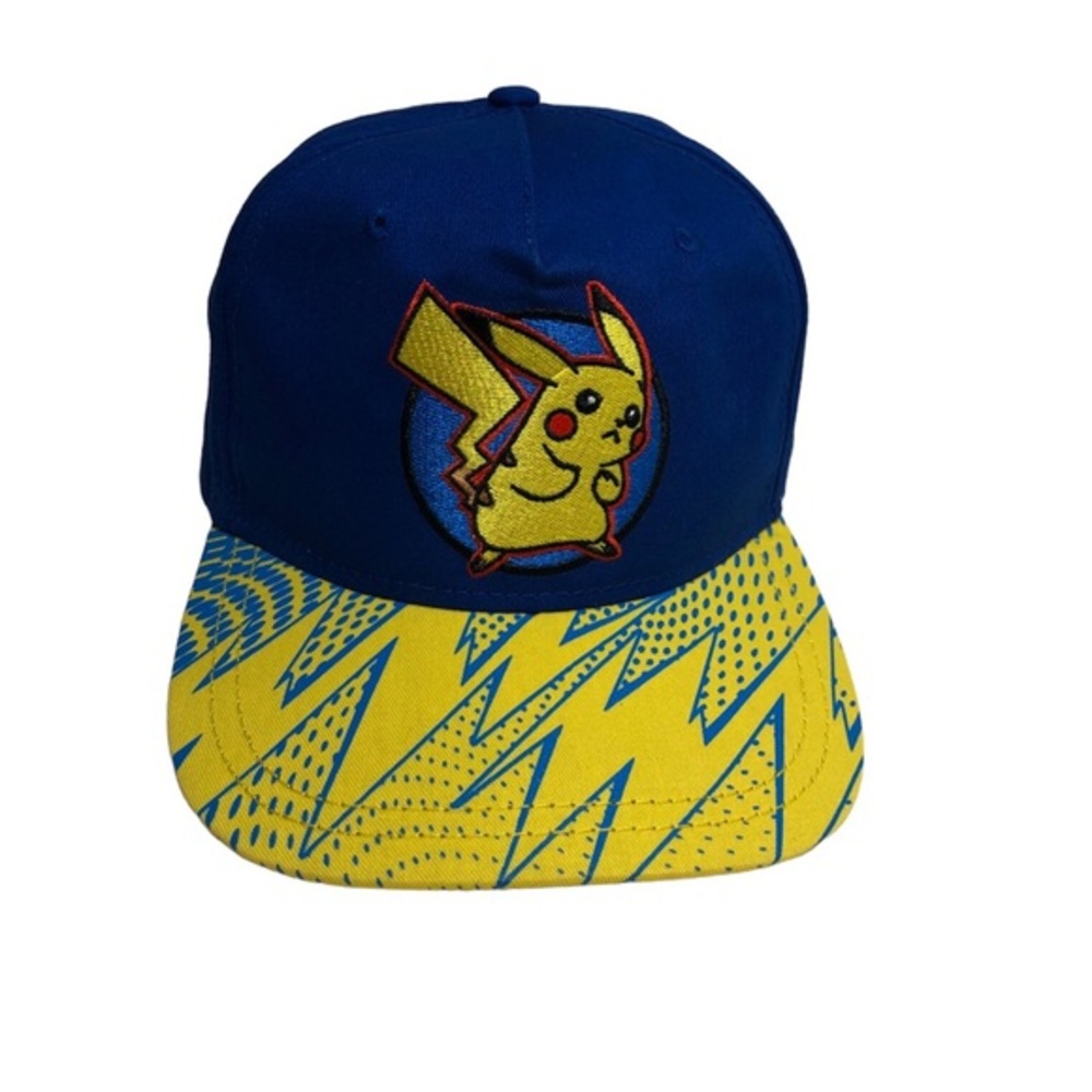 Pokemon 2017 Embroidered Pikachu Blue Lightning Bolt Yellow Snap Back Hat Youth